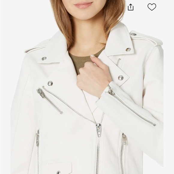Blank NYC Pu White Leather Moto Jacket with Silver Hardware - Picture 2 of 6